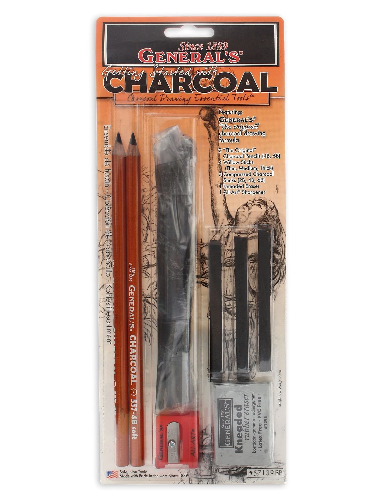 6 pcs Compressed Charcoal Sticks Kit for Sketching Soft Medium