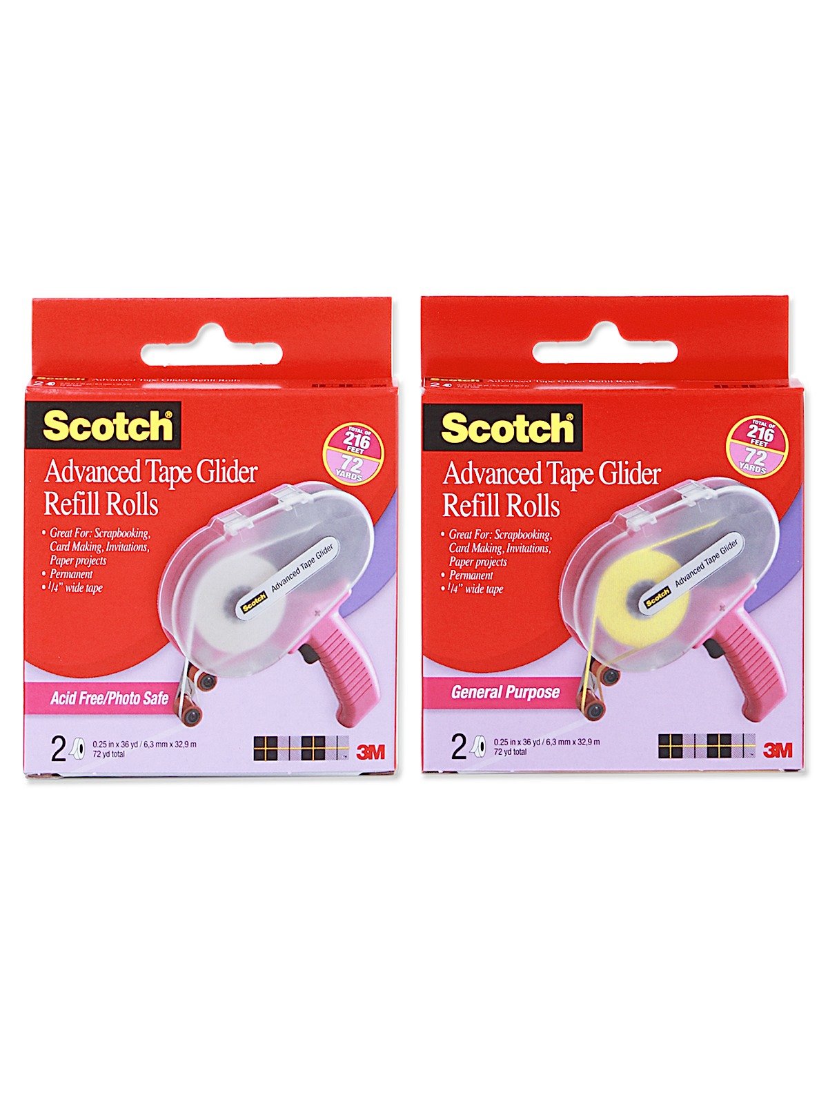 3M™ Scotch® Advanced Tape Glider, Pink Applicator with 2 rolls of