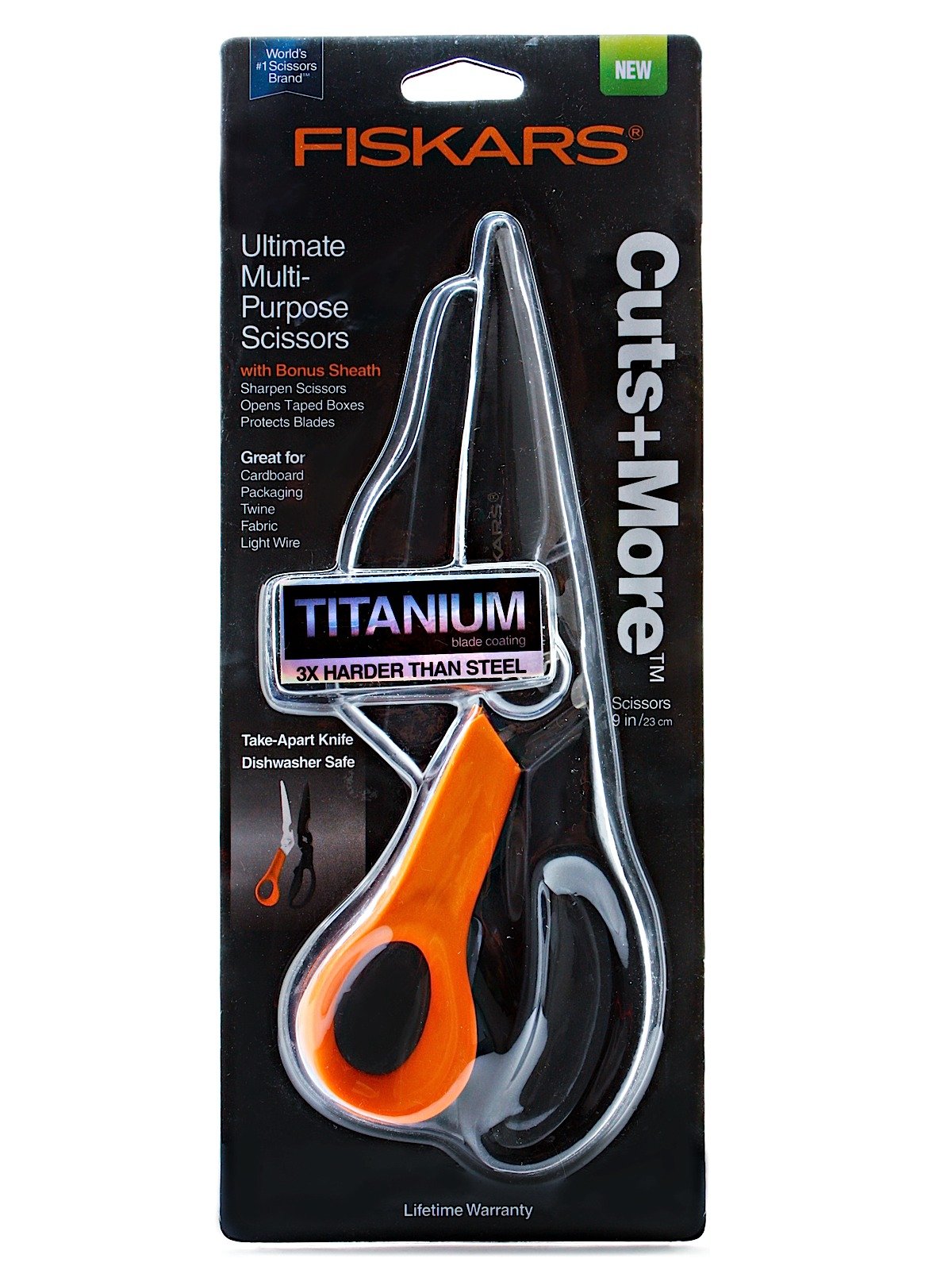 Fiskars Cuts + More Titanium All Purpose Scissors w/ Sharpener and Take  Apart Knife