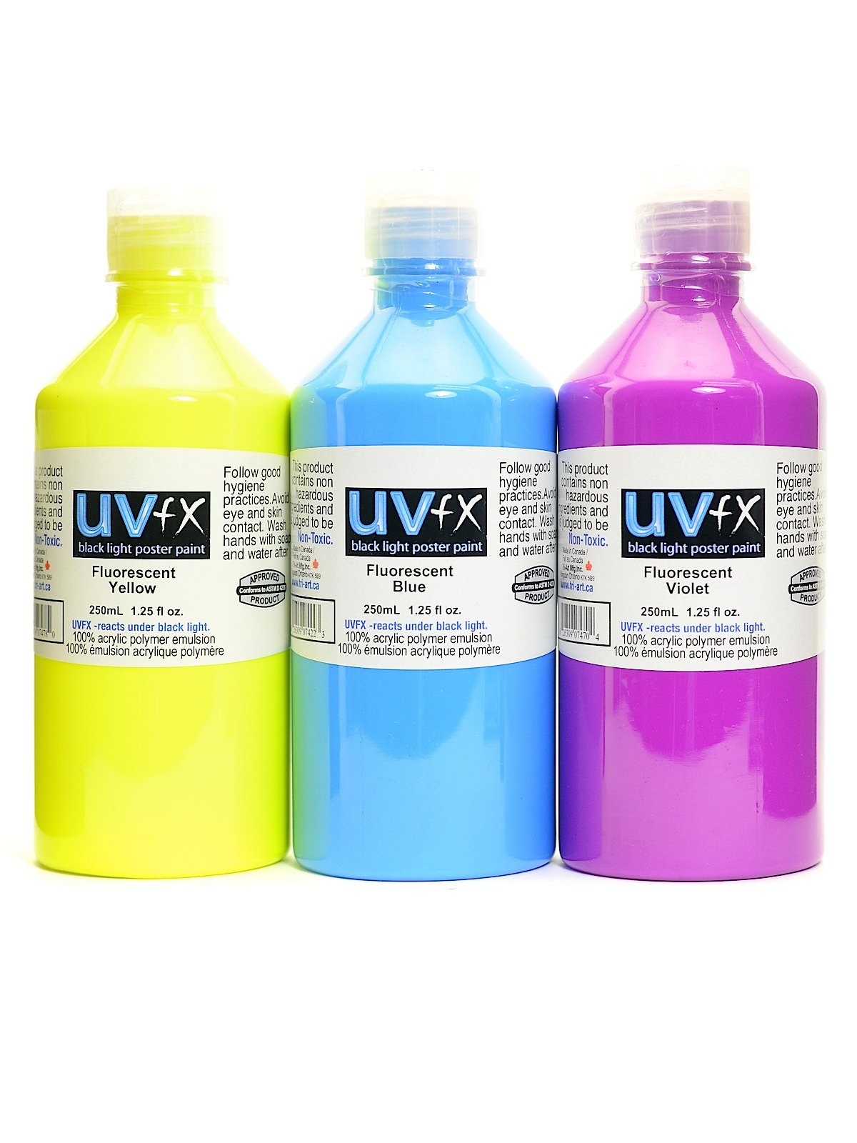 UV NEON Black Light Sample Poster Paint Acrylic Set 10 x 15ml (1/2oz) Pots  FREE Black Light Key Chain and 1/2oz Medium Thinner