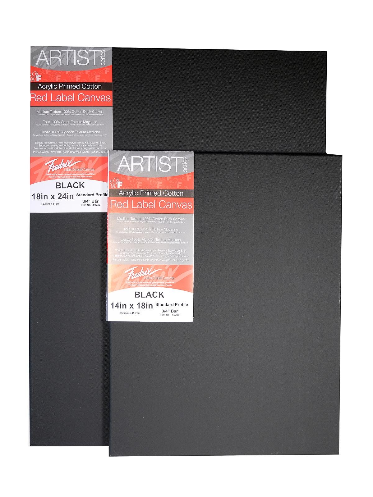 Fredrix Red Label Black Stretched Cotton Canvas