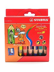 Stabilo Woody 3 in 1 Pencil set of 6 with Sharpener
