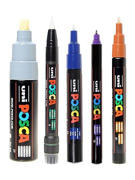 Posca 16-Color Acrylic Paint Marker Set, Medium