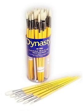 Dynasty B-1400 Interlocked White Bristle Brushes in Canister