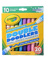 Crayola Double Doodlers Markers, Dual-Ended, Washable, 20 Colors - 10 markers
