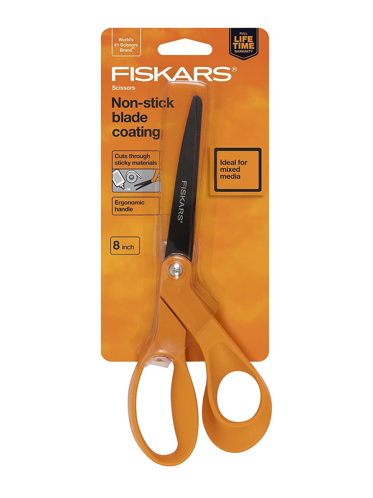 Fiskars The Original Handled Scissors, 8 Inch, Crafting, Paper Cutting,  Multi Surface Use, Orange