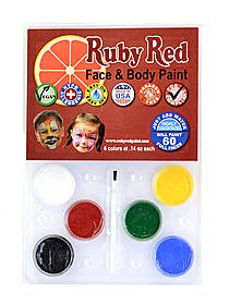 Ruby Red Face & Body Paint Six Color Clam