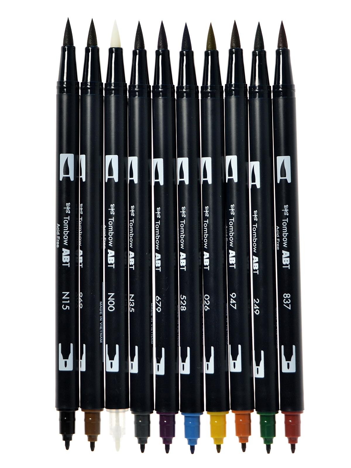Tombow Dual Brush Pen Set, Muted, 10/Pack