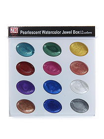 Kuretake Pearlescent Watercolour Paints Jewel Box - 12 Colours