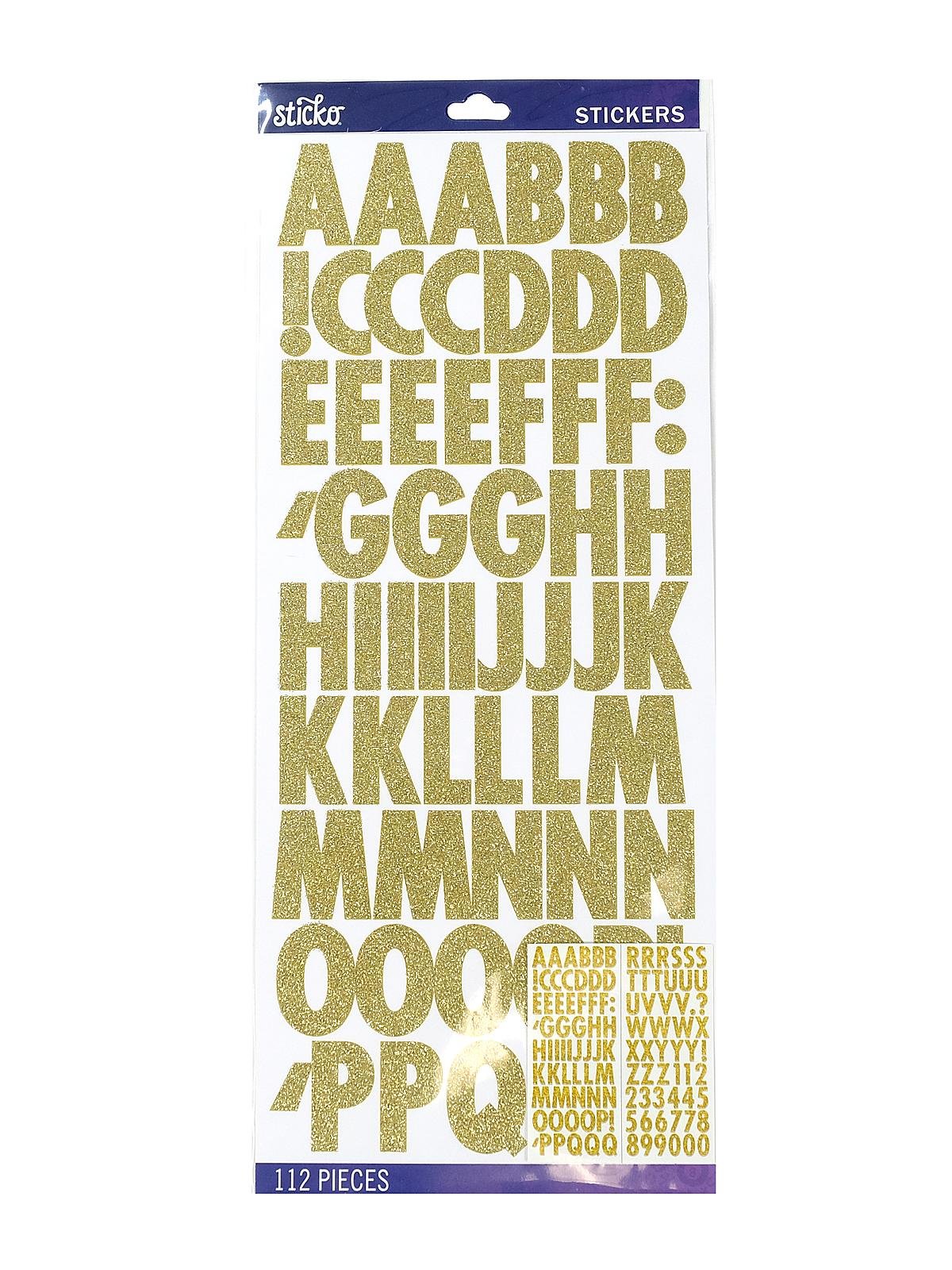 Simplicity Solid Stick Gold Script Alphabet Paper Stickers, 71