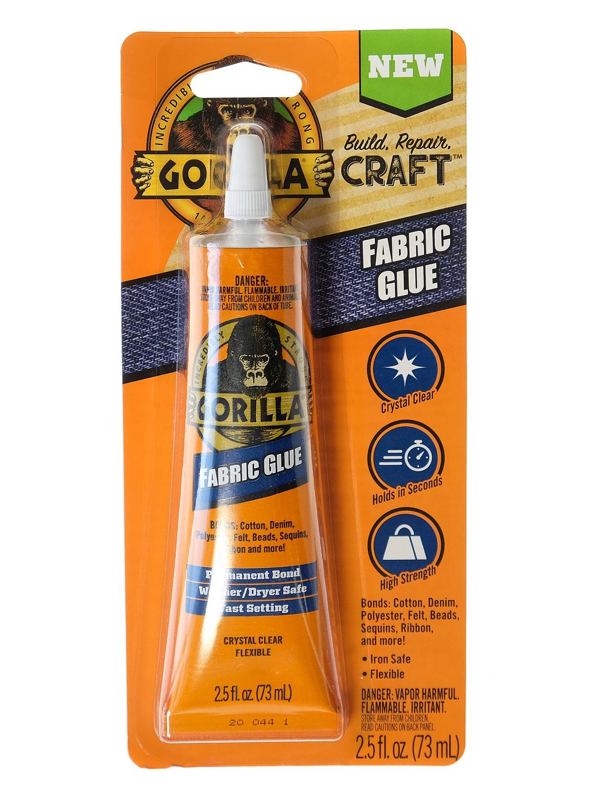 Lot of 2 Gorilla Fabric Glue ~Crystal Clear & Flexible~ (2.5 fl oz Each)  #4524