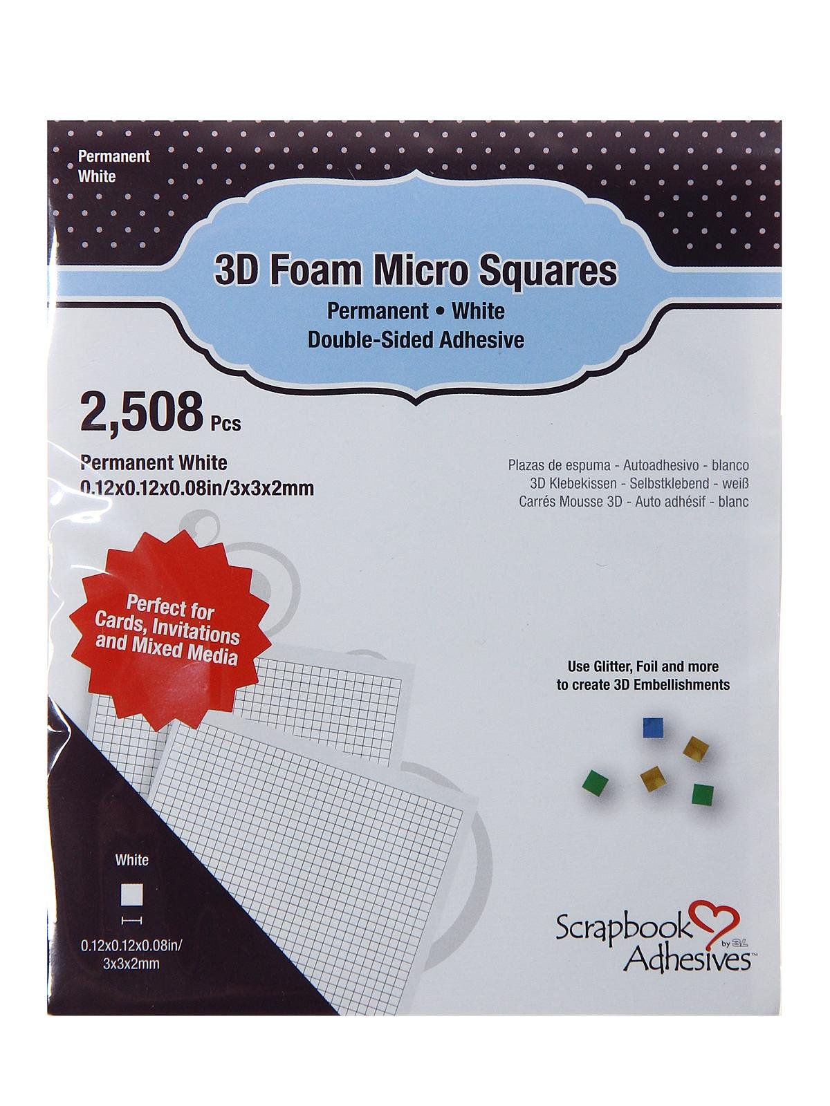 Scrapbook Adhesives 3D Self Adhesive Foam Squares - White - 0.25 x 0.25